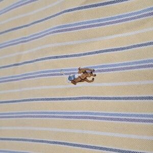 Ralph Lauren Classic Fit Yellow Blue Button Down Striped Shortsleeve‎ Shirt XL